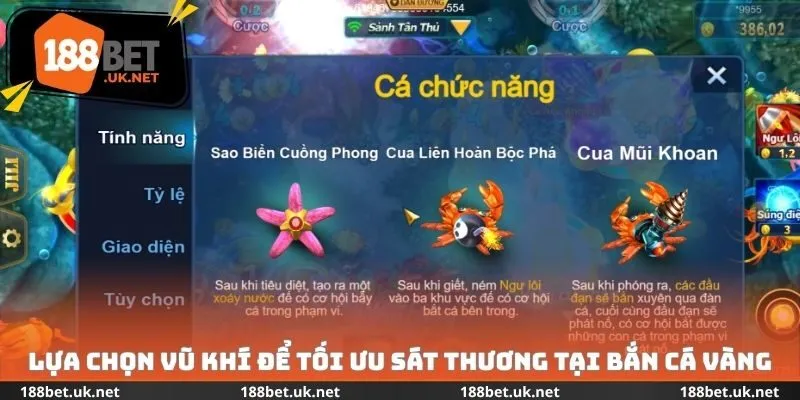 Lựa chọn vũ khí để tối ưu sát thương tại bắn cá vàng